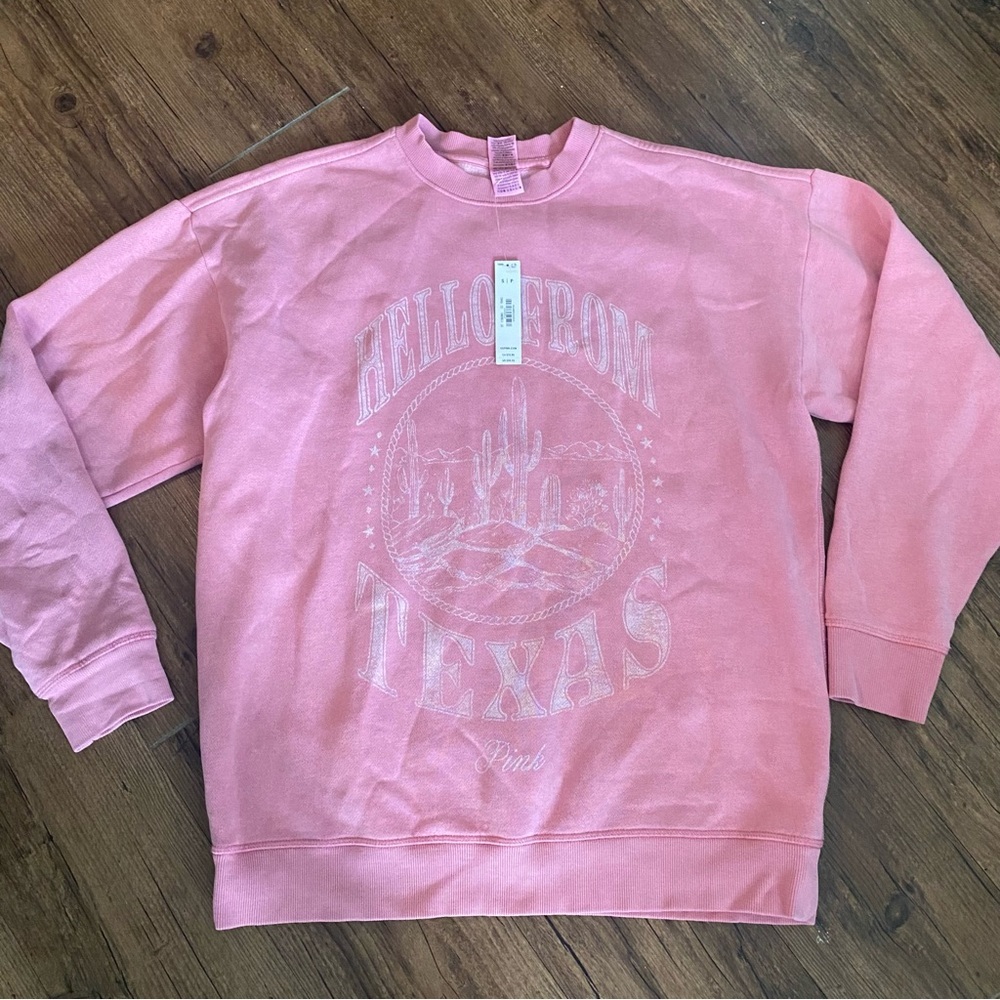 Victoria's Secret Pink Distressed Logo Crewneck Sweatshirt